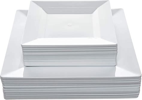 Disposable Square Plastic Plates 60 Pack 30 X 95 Dinner And 30 X