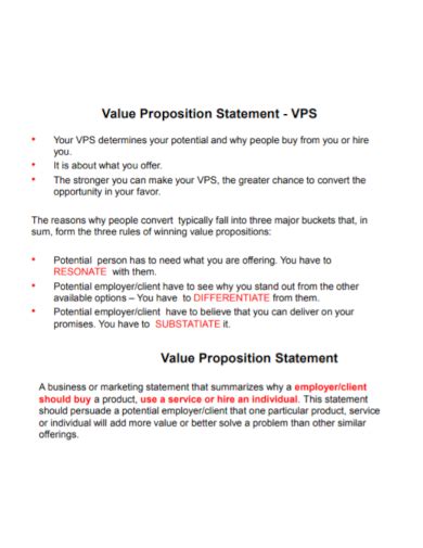 Free 10 Value Proposition Statement Samples Generator Structure