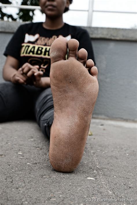 Barefoot Street African Girl Jennifer Walks Barefoot And Shows Her