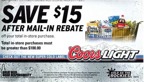 Coors Light $15 Rebate