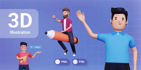 3d Character Illustrations Pack 140 Use Ready Files And Editable