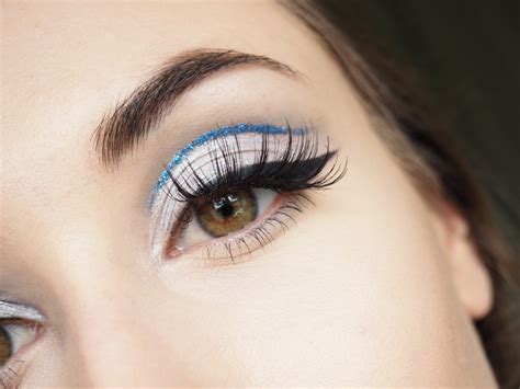 Katie Ann Hall Blue Glitter Cut Crease Makeup Look
