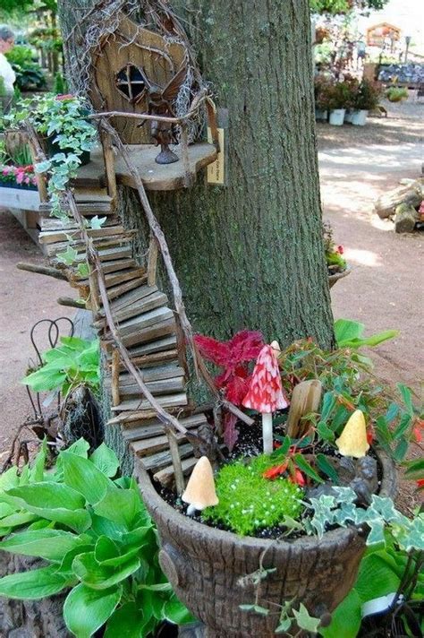 Diy Whimsical Fairy Garden With A Tree Fairy House And An Adorable