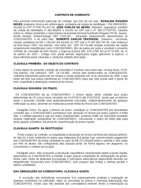 Contrato De Comodato Casa Direito Comum Conceitos Jurídicos