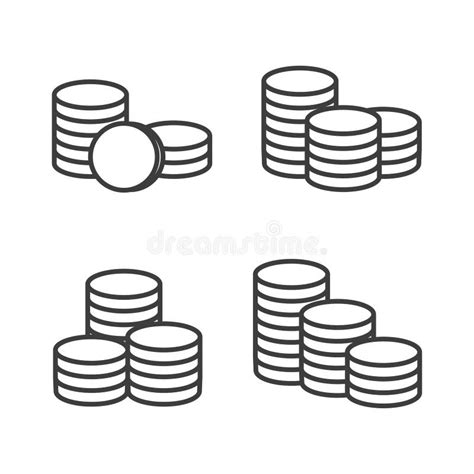 Coin Icon Vector Outline Coins Sign Us Dollar Coins Stock