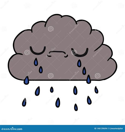Freehand Drawn Cartoon Of Cute Crying Cloud Stock Vector Illustration