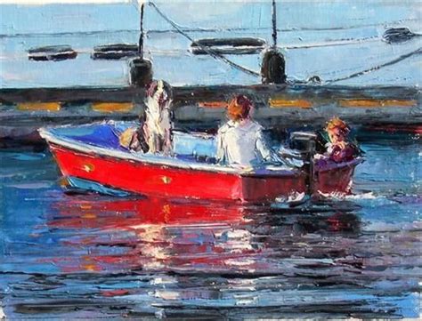 Daily Paintworks Original Fine Art Joy Olney Boat Art Boat