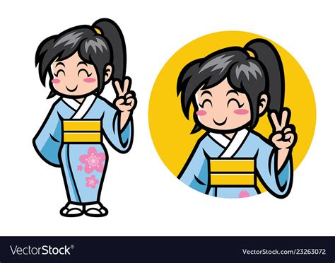 Japan Girl Chibi Mascot Royalty Free Vector Image