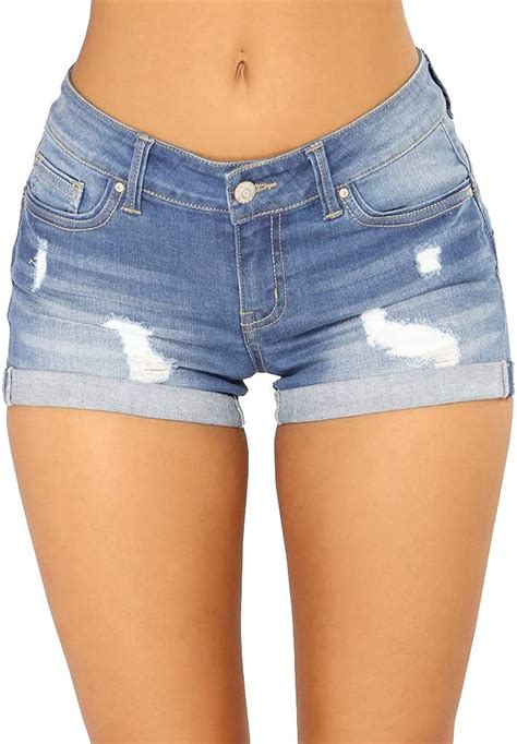 Short en Jean Femmes Stretch Slim Fit Shorts Ripped Mini Pantalons Courtes Amazon fr Vêtements