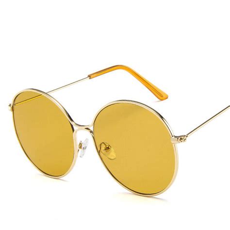 buy fashion metal round sunglasses women gradient oversize vintage female sun glasses uv400