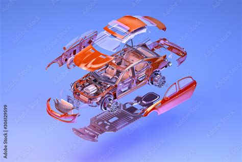 Car Isometric Exploded View 3d Isometry Illustration Of Vehicle For