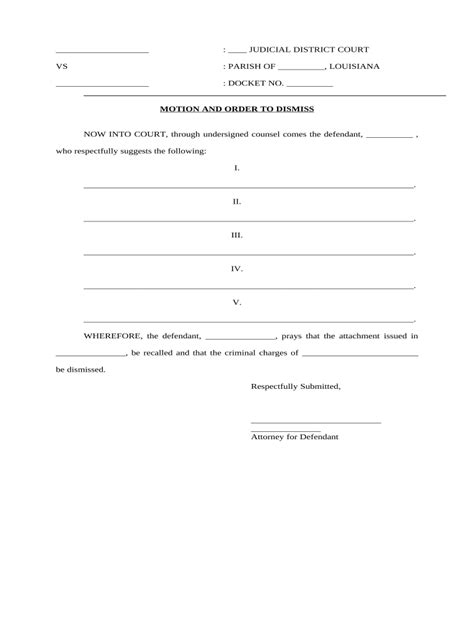 Motion And Order To Dismiss Charges And Recall Attachment Louisiana
