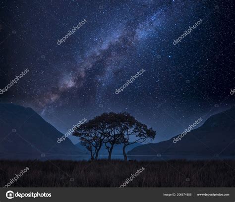 Stunning Vibrant Milky Way Composite Image Landscape Countryside