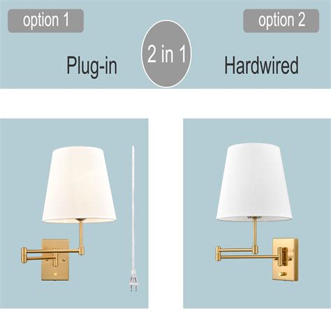 Brass Swing Arm Wall Sconce Plug In Or Hardwired Set Of 2