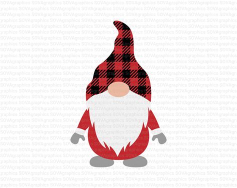 Christmas Gnome Svg Gnome With Plaid Hat Svg Nordic Gnome Etsy