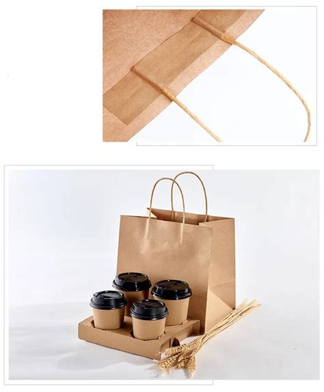 Brown Kraft Coffee Cup Carry Bag With Corrugated Paper Cup Holder Buy