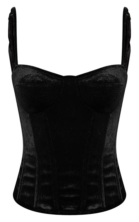 black velvet structured corset top tops prettylittlething ksa