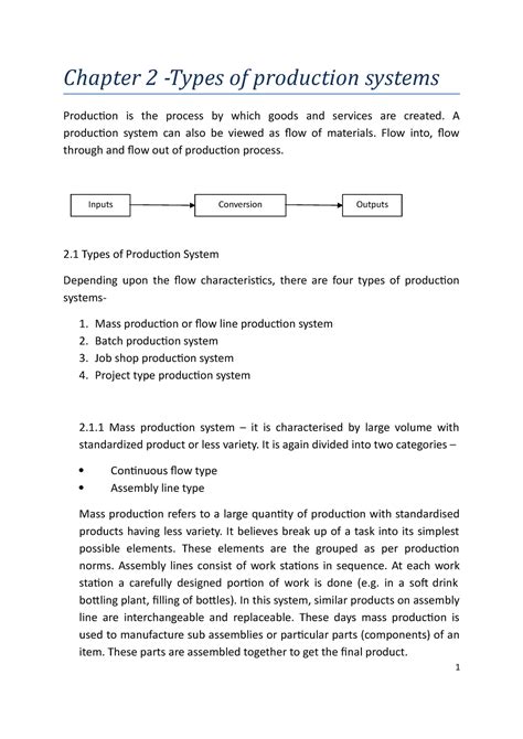 Types Of Production Systems Chapter 2 Types Of Production Systems