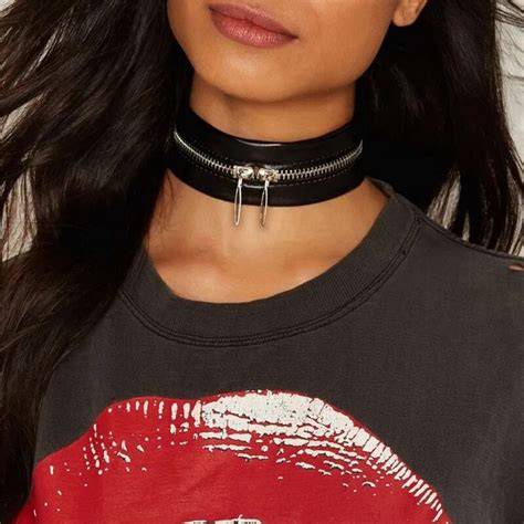 Buy Punk Black Leather Choker Necklace For Women