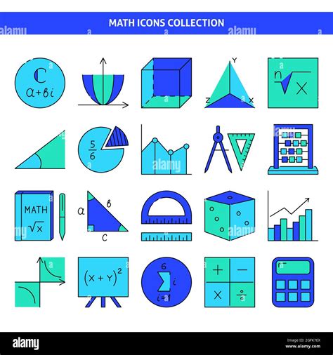Mathematics Icon Set In Colored Line Style Math Symbols Collection