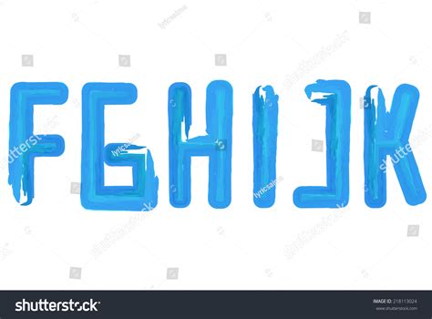 English Blue Watercolour Brush Stroked Alphabet Stock Vector 218113024 - Shutterstock