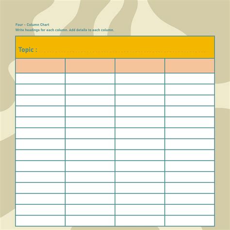 Printable Blank 4 Column Spreadsheet Template