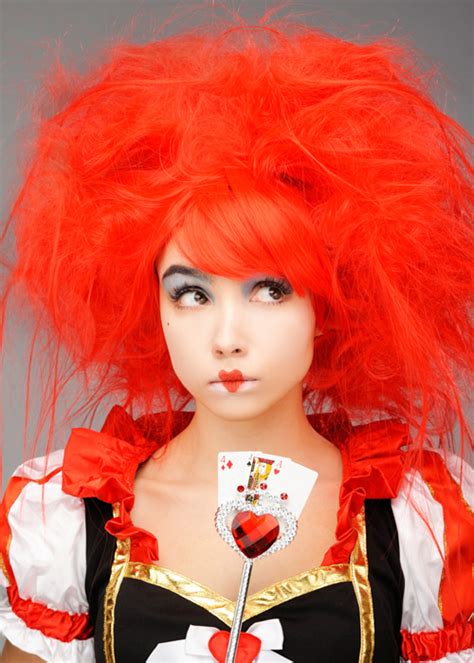 Womens Red Backcombed Queen Of Hearts Wig