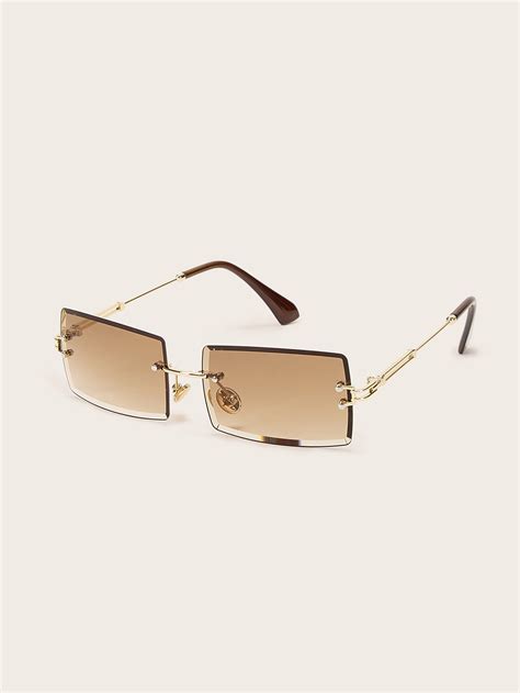 Rimless Square Frame Sunglasses Shein Uk