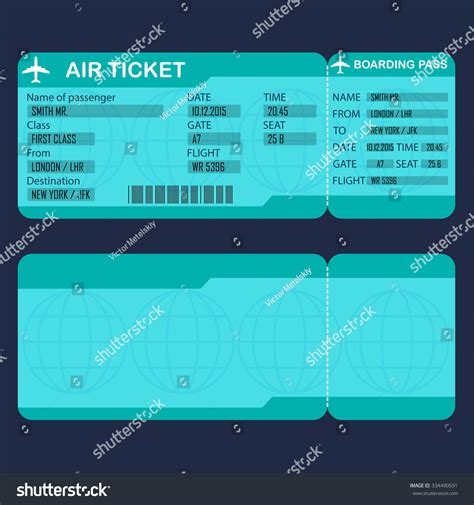 Airplane Ticket Detailed Blank Air Ticket Vector De Stock Libre De Regalías 334490591