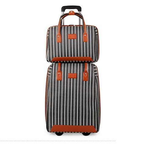 Letrend Stripe Oxford Rolling Luggage Set Spinner Multifunction