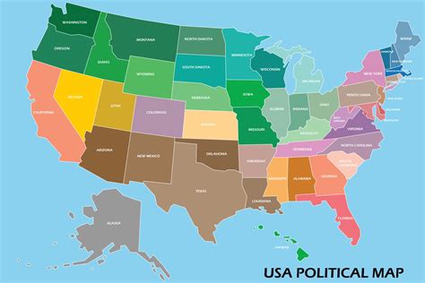 Mapa Politico De Estados Unidos De America 2839378 Vector En Vecteezy