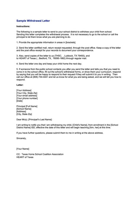 Provide a relevant reason for withdrawing. Sample School Withdrawal Letter Template printable pdf download