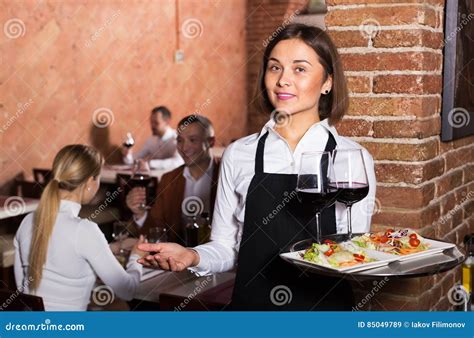 Female Waiter In Country Restaurant Stock Image Image Of Guest
