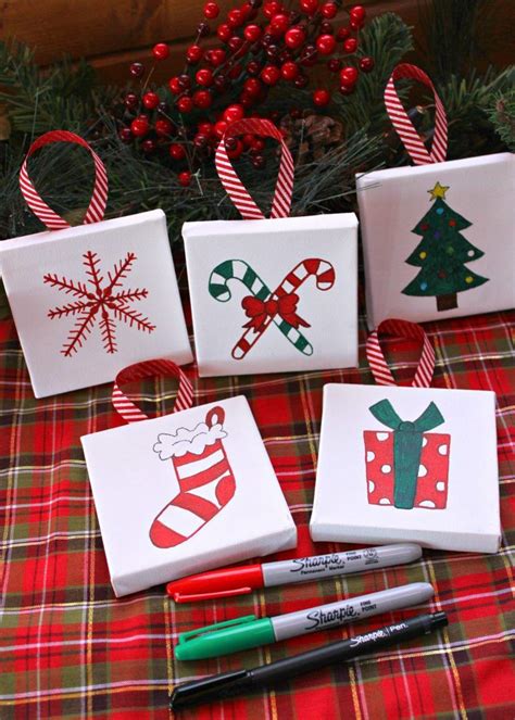 Mini Canvas Ornaments Diy Christmas Canvas Christmas Crafts For Kids