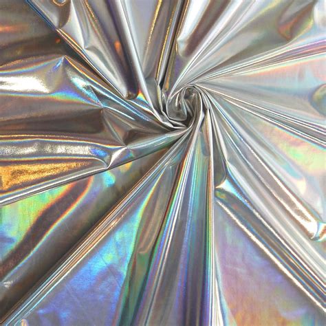 Hologram Foil Spandex Lame Fabric Silver By The Yard
