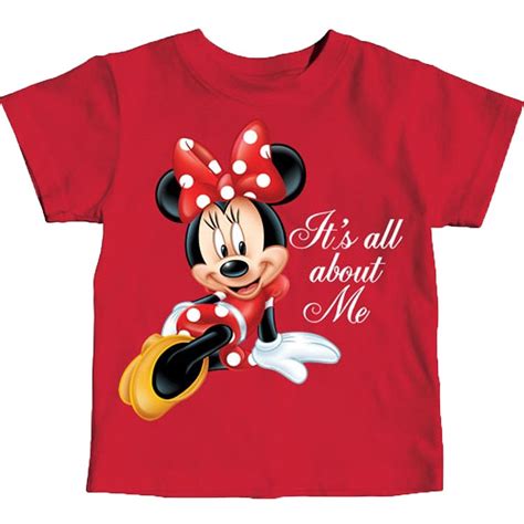 Minnie Mouse Toddlers Girls T Shirt Red Its All About Me Glitter Print