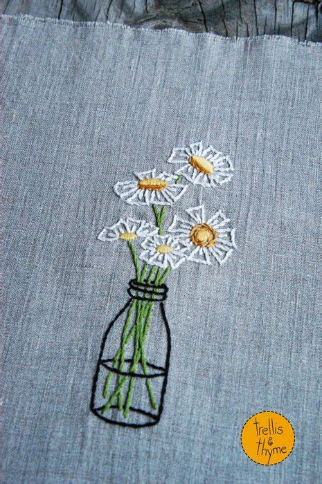 Pdf Embroidery Pattern Daisies In A Bottle Flower Embroidery Embroidery