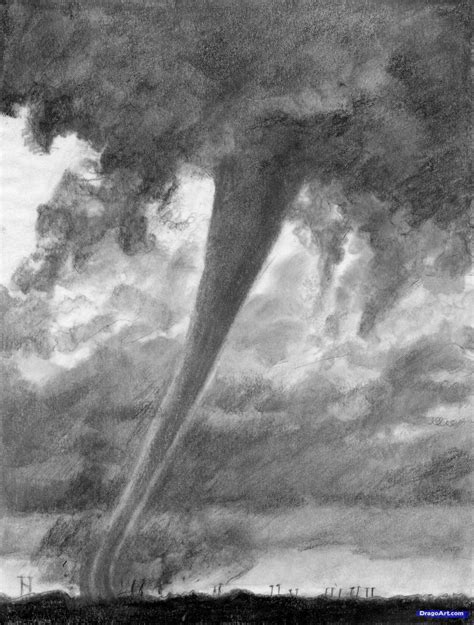 Tornado Drawing Simple Cartoon Tornado Weather Stock Illustration