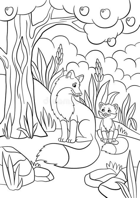 Coloring Pages Animals Little Cute Fox Stock Illustrations 30