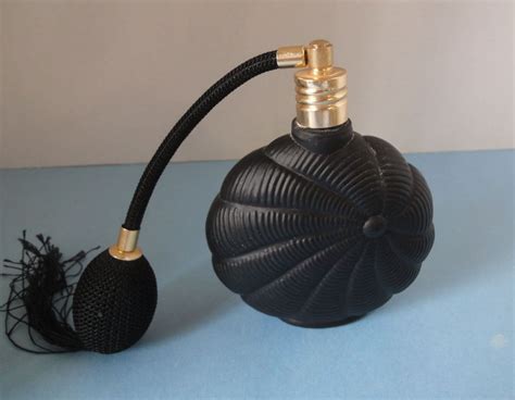 Stunning Black Satin Glass Perfume Bottle C W Atomizer Perfume Bottles Perfume Bottle