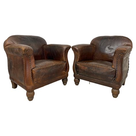 Art Deco Leather Club Armchairs For Sale At 1stdibs