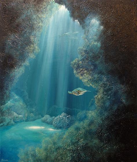 Underwater Cave Original Painting Sold Deep Impressions Underwater Art