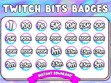 Twitch Bit Badges Twitch Bits Badges Twitch Tier Badges Etsyde