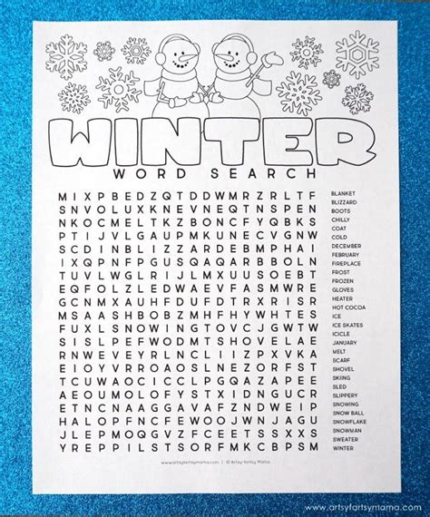 Free Printable Winter Word Search Coloring Page Winter Words Holiday