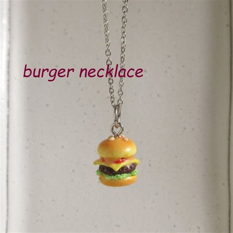 Hamburger Charm Cheeseburger Necklace Polymer Clay Burger Etsy