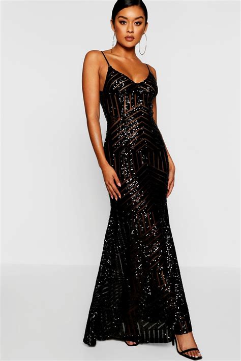 Sequin And Mesh Strappy Maxi Dress Boohoo Nye Dress Sparkly Dress