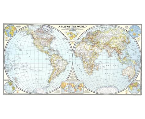 National Geographic Vintage 1941 World Map Hemispheres Fine Etsy
