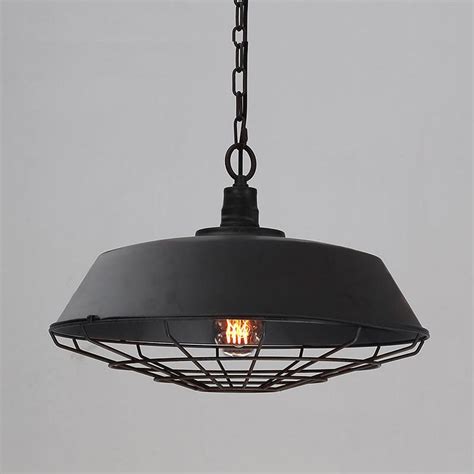 Vintage Industrial Pendant Light With Cage Covering Black