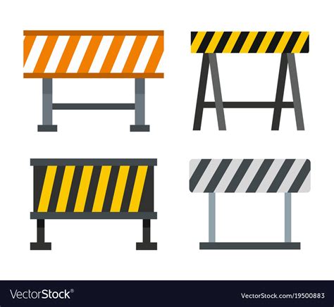Road Barrier Icon Set Flat Style Royalty Free Vector Image