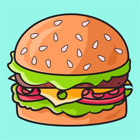 Cute Cartoon Hamburger Vector Illustration 6303835 Vector Art At Vecteezy